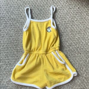 Yellow Kids Romper with White Trim